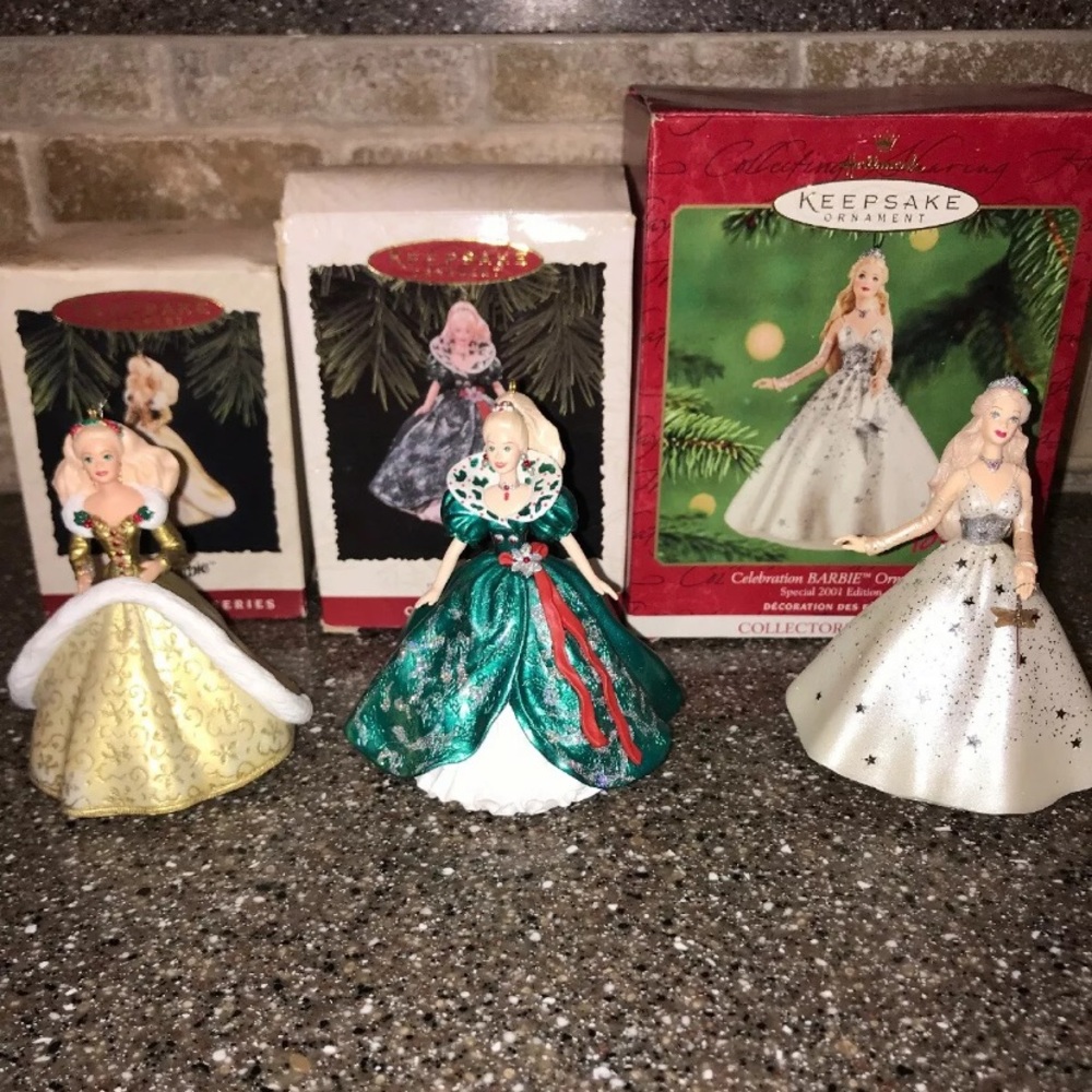 Hallmark Holiday Barbie Christmas Ornaments Set Of 3